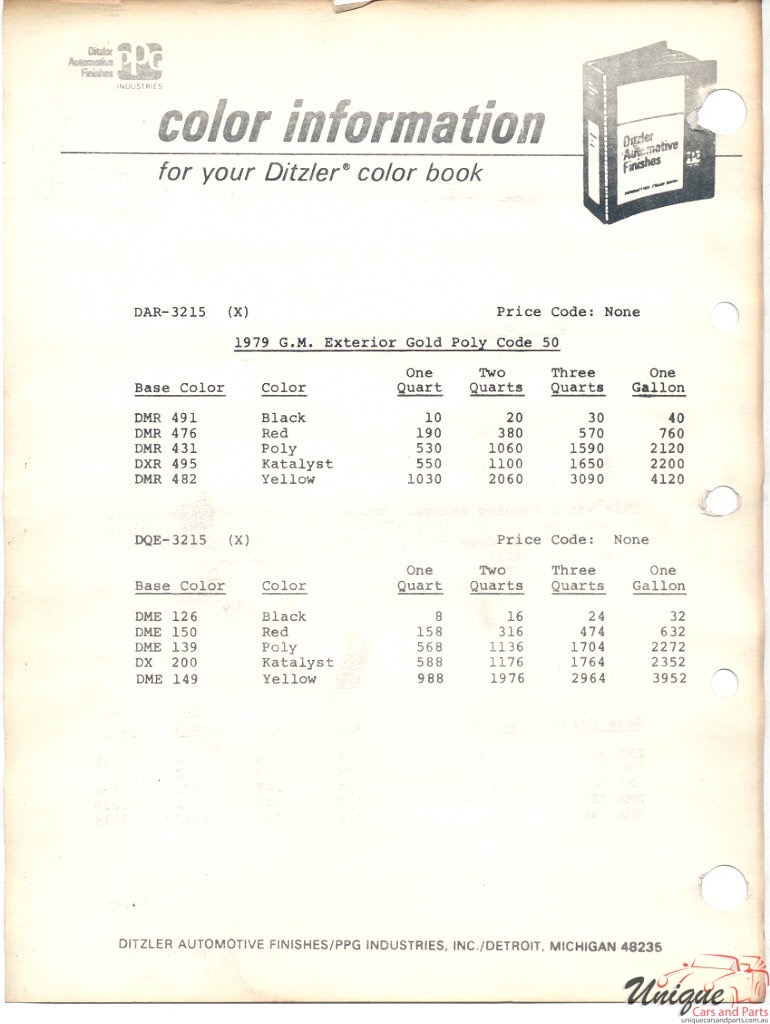 1979 General Motors Paint Charts PPG 4